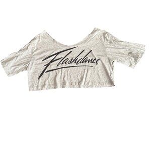 Flashdance Womens Gray Cropped Off-Shoulder T-Shirt Size M